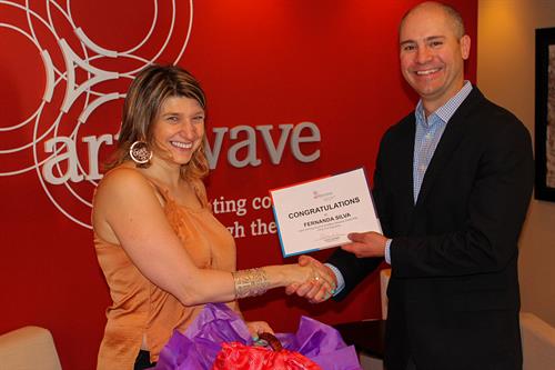 2018-05-ArtsWave-Rewards-Prize-winner-Fernanda-Silva-and-Macy's-Matt-Stautberg-with-basket-1 2018-05-ArtsWave-Rewards-Prize-winner-Fernanda-Silva-and-Macy's-Matt-Stautberg-with-basket-1